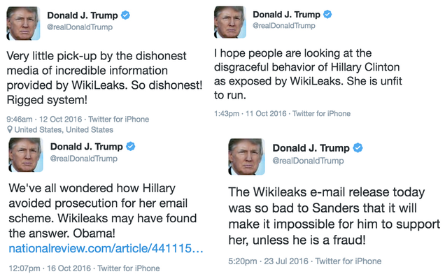 Illustration for article titled Trump Can't Spell 'Wikileaks' But His Campaign Can